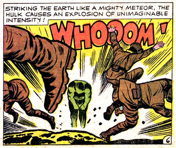 ground, Hulk, Hulk (Bruce Banner), landing, super-strength, superhero, whoom