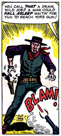blam, gun, gunshot, Kid Colt (Blaine Colt), revolver, shootout, western