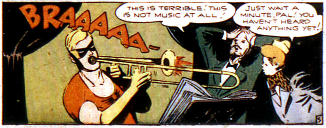 blat, brap, instrument, Johnny Quick (Johnny Chambers), music, superhero, trombone