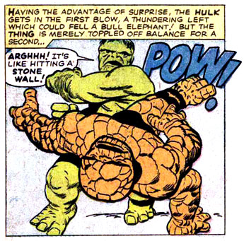 Fantastic Four, fist, Hulk, Hulk (Bruce Banner), pow, punch, super-strength, superhero, Thing