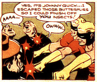 fist, Johnny Quick (Johnny Chambers), ow, pain, punch, superhero, yell