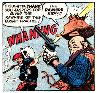 gun, gunshot, Rawhide Kid (Johnny Bart), revolver, shootout, western, whang