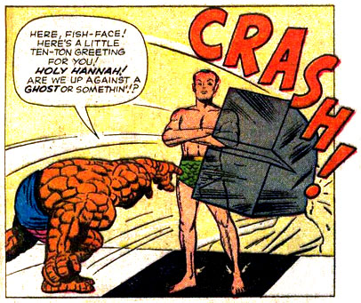 crash, Fantastic Four, metal, super-strength, superhero, Thing, throw, wall