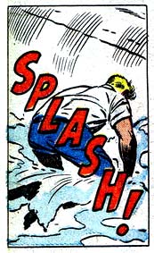 Ant-Man (Hank Pym), jump, landing, literal, puddle, sci-fi, splash, superhero, water